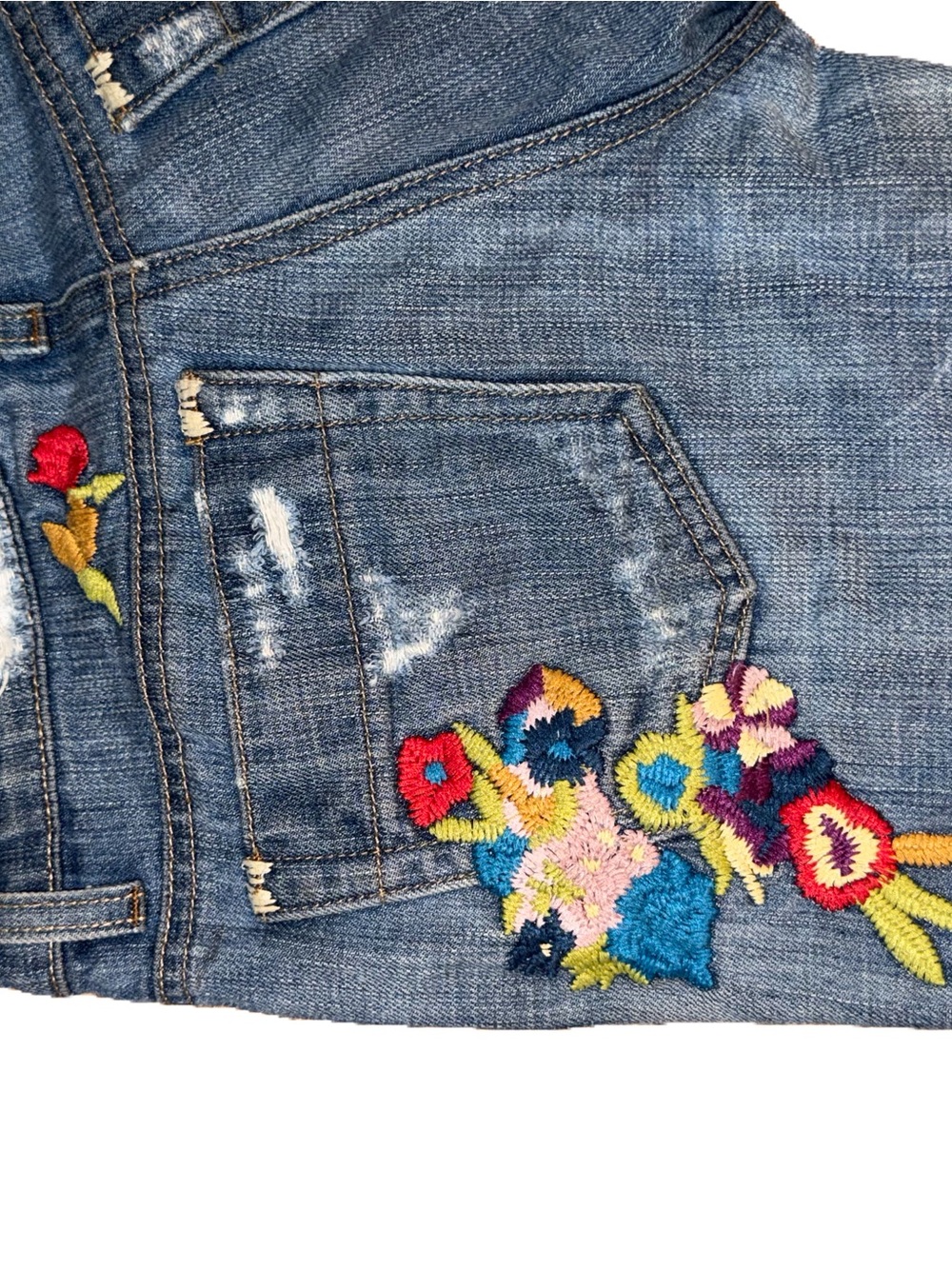 Joe's Jeans Blue Denim Boyfriend Jeans with Multicolor Floral Embroidery